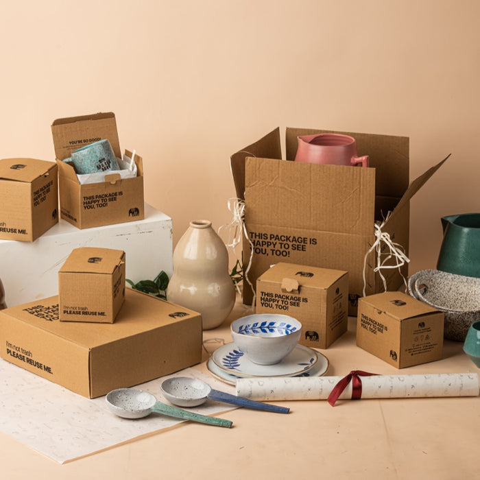 Setup of Handmade Ceramic Gifts and their Packaging