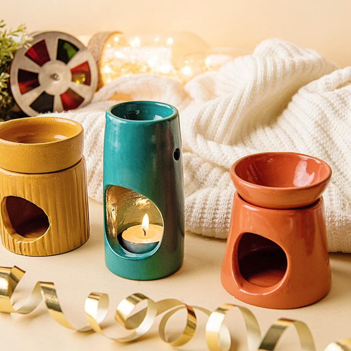 Setup of three Handmade Ceramic Oil Burners